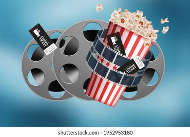 Cinematograph Concept Banner Design Template Popcorn Stock Vector ...