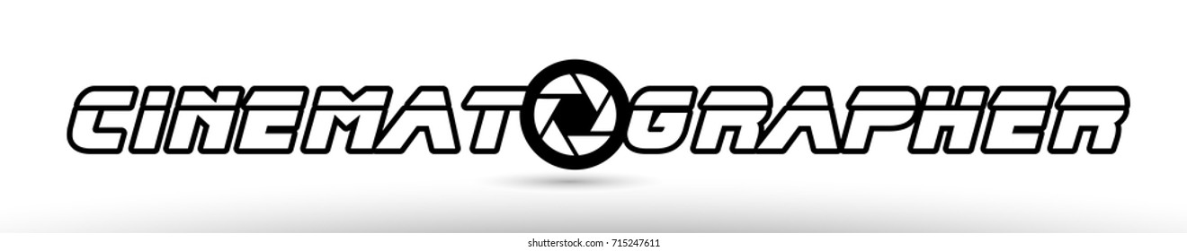 cinematographer text photo camera concept with aperture logo on white background