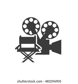 cinematographic camera with cinema icon vector illustration design