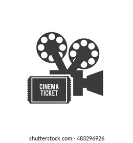 cinematographic camera with cinema icon vector illustration design