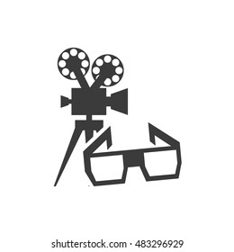 cinematographic camera with cinema icon vector illustration design