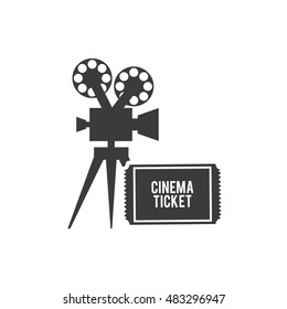 cinematographic camera with cinema icon vector illustration design