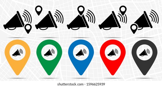 Cinematographic horn icon in location set. Simple glyph, flat illustration element of cinema theme icons