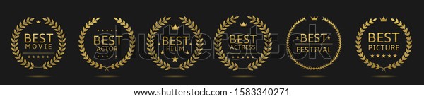 Cinematography award badge set. Best picture, best\
actor, best\
movie
