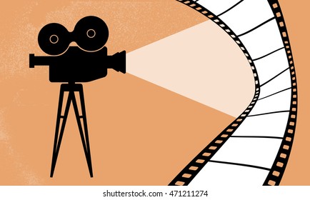 Cinematography camera and cinema movie vector illustration