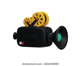 cinematography camera icon 3d render concept of camera roll, film roll, film reel, film strip icon vector illustration