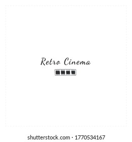 Cinematography hand drawn illustration, cinema isolated object. Vector premade logo template with a film. For branding and business identity. For movie houses, shops and cafe, for car cinema.