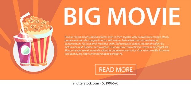 Cinematography horizontal banner with movie time and cinema festival design compositions in retro style.  Vector illustration