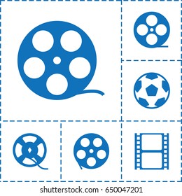 Cinematography icon. set of 6 cinematography filled icons such as movie tape, film tape