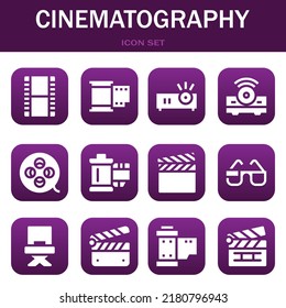 cinematography icon set. Vector  illustrations related with Film, Film and Projector