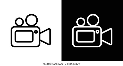 Cinematography Icon Set. Video recording equipment vector symbol. Film camera and broadcast sign.