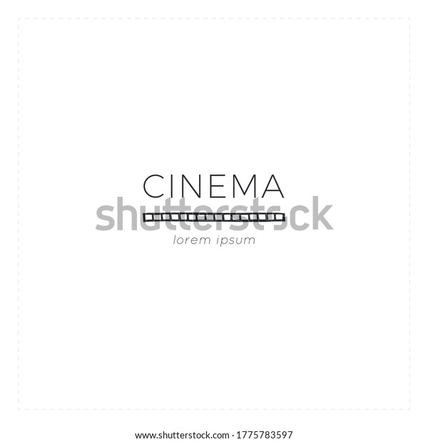 Cinematography illustration. Vector\
minimal hand drawn logo template with a film. For branding and\
business identity. For movie houses, shops and cafe, for car\
cinema.