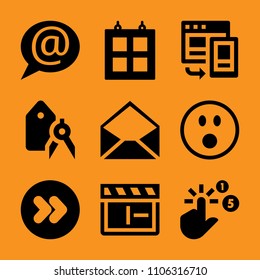 cinematography, speed, fear, chat, shape and pretty icon vector set. Flat vector design with filled icons. Designed for web and software interfaces
