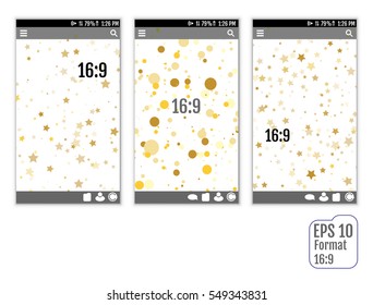 Cinfetti style Design UI, UX Screens. Format 16:9