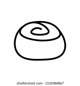 Cinnabon bun one line art Vector logo poppy seed roll cake butter roll Contour isolated image on white background