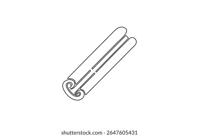 Cinnabon bun one line art. Continuous line drawing of poppy seed roll, continuous line of cinnamon spice.one line drawing of kitchen spice cinnamon.