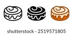 Cinnabon icon. Cinnamon roll color illustration. Sweet bun sign. Pastry symbol. Bakery logo.