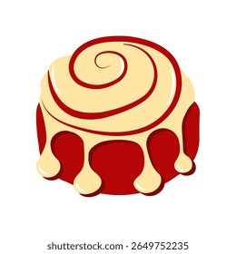 Cinnabon inspired vector illustration in flat style. Hand drawn cinnamon roll ideal for autumn banners and digital content