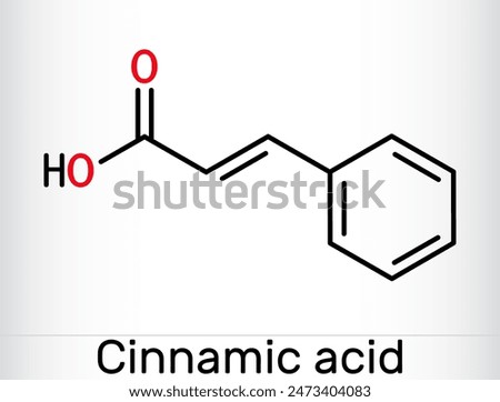 Cinnamic acid molecule.  Skeletal chemical formula. Vector illustration