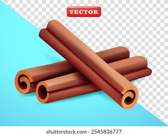 Cinnamon, 3d vector. Suitable for decoration, elements, cooking spices and advertising