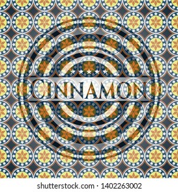 Cinnamon arabic style badge. Arabesque decoration.