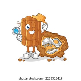 the cinnamon archaeologists with fossils mascot. cartoon vector