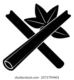Cinnamon black silhouette spice design art