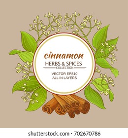 cinnamon branches vector frame on color background