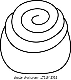 Cinnamon Bun. Bakery Products. Vector Illustration.Design Element For Coloring Book.