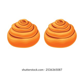 Cinnamon bun and cinnabon Sweet bun snail. Baking desserts. Sweet flour products. Cinnabon on a white background