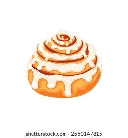 Bollo de canela y caracol de bollo dulce de canela. Hornear postres. Productos de harina dulce. Cinnabon sobre un fondo blanco