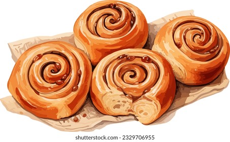 Cinnamon bun clipart, isolated vector illustration.