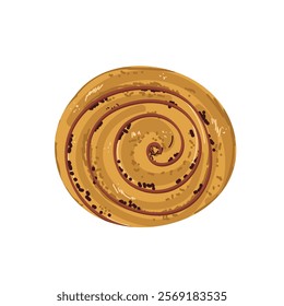 Cinnamon bun illustration, hand drawn, isolated vector illustration.