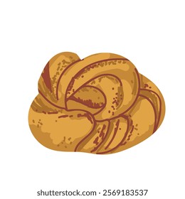 Cinnamon bun illustration, hand drawn, isolated vector illustration.