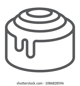 Cinnamon Bun Roll line icon, sweet and tasty, dessert sign vector graphics, a linear pattern on a white background, eps 10.