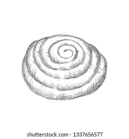 Cinnamon bun. Vector illustration of baking