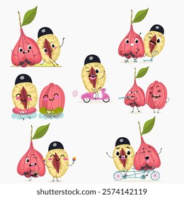 Cinnamon buns illustration, hand drawn, isolated vector illustration, funny pastry cute cheerful characters. Vector hand drawn illistration.