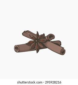 Cinnamon cowberry retro design isolated illustration on white background.