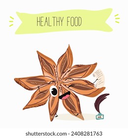 Cinnamon cute funny cheerful characters with different poses and activities. A collection of natural vitamin antioxidants for detoxification. Flat vector illustration, funny spices. Organic food.
