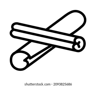 Cinnamon flat line icon. Symbol of spice - Cinnamon sticks. Outline sign for mobile concept and web design, store.