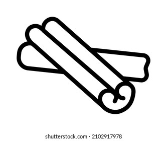 Cinnamon flat line icon. Symbol of spice - Cinnamon sticks. Outline sign for mobile concept and web design, store.