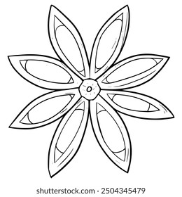 Vector de contorno dibujado a mano ilustración de flor de canela