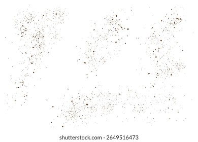 Cinnamon flying stardust chocolate or coffee powder particle illustration set background design