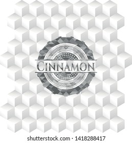 Cinnamon grey emblem with cube white background