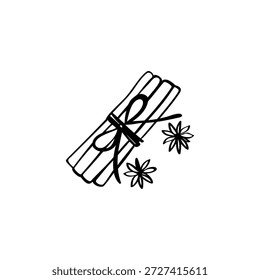 
Ilustração desenhada à mão de canela. Ícone de doodle de vetor de canela