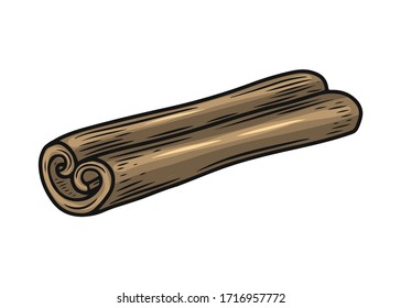 Cinnamon hand drawn vector illustration. Single cinnamon isolated on white background.