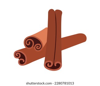 Cinnamon. Cinnamon herb sticks. Vector illustration on white transparent background