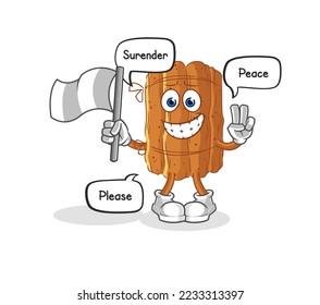 the cinnamon hold surrender flag mascot. cartoon vector