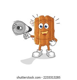 the cinnamon holding hand loudspeakers vector. cartoon character