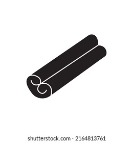 icono de canela en glifo plano negro, estilo relleno aislado en fondo blanco